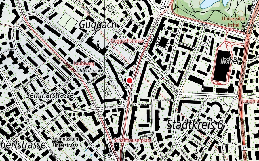 Mappa con la posizione di Kinderhort Schaffhauserstrasse - Mittag-Abend (Asilo nido)