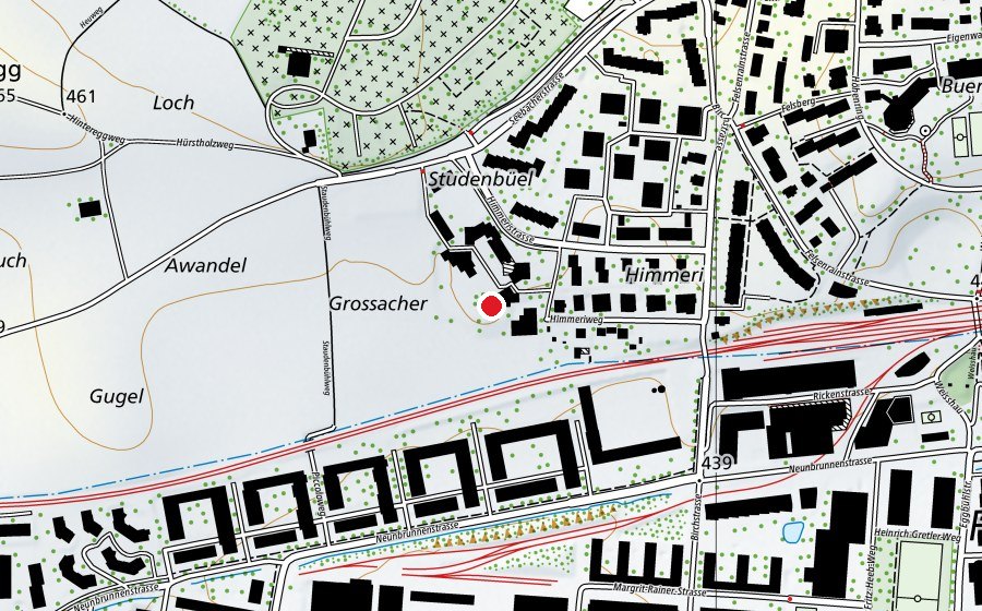 Mappa con la posizione di Kinderhort Staudenbühl 1+2 (Asilo nido)