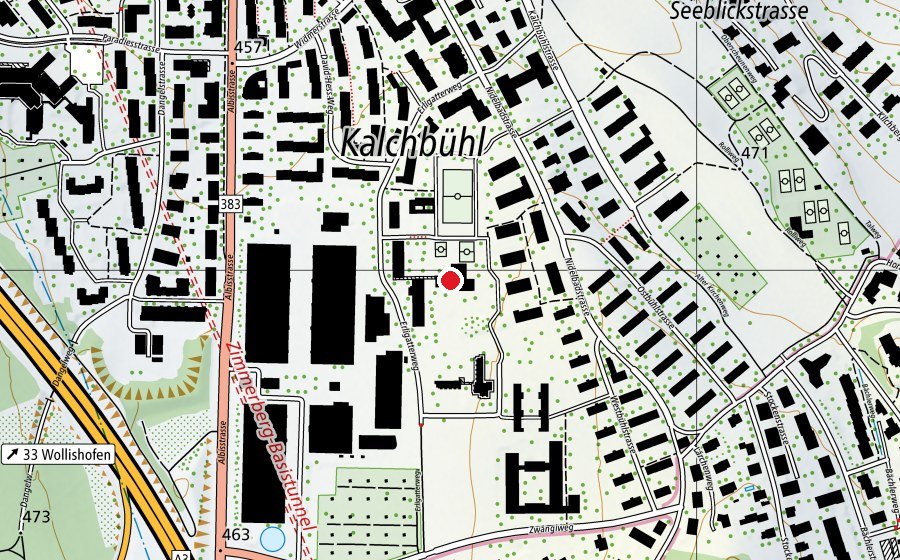 Carte indiquant l’emplacement de Kinderhort Unterstufen-Zentrum Neubühl (Crèche)