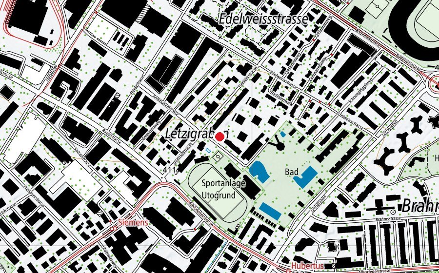Mappa con la posizione di Kinderhort Utogrund 1 - Mittag-Abend (Asilo nido)