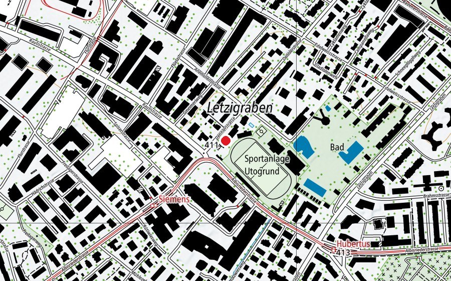 Map showing the location of Kinderhort Utogrund - Morgen-Mittag-Abend (Childcare)