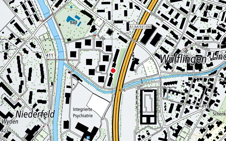 Carte indiquant l’emplacement de Kinderhort Wässerwiesen (Crèche)