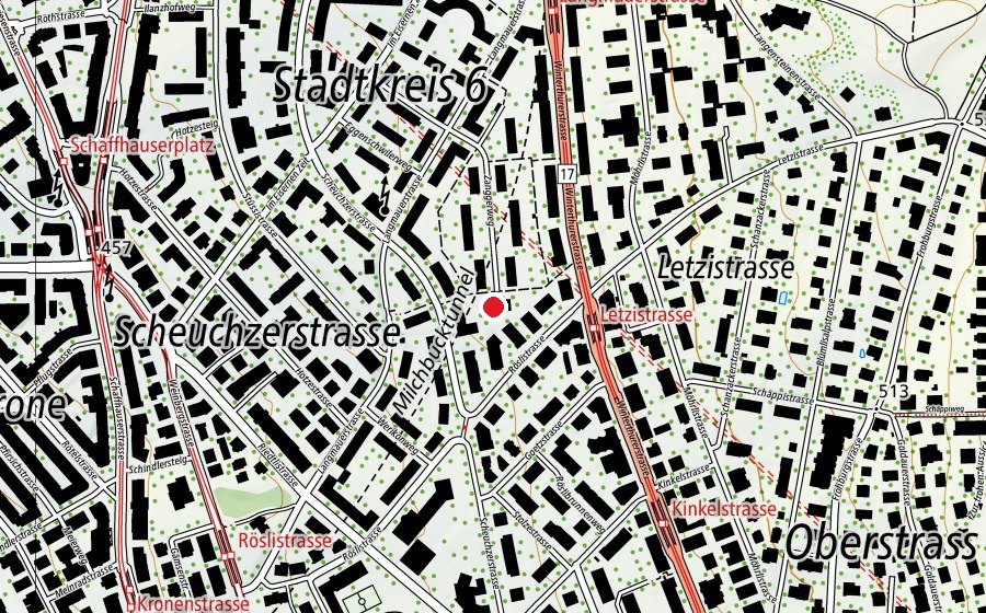 Map showing the location of Kinderhort Zanggerweg 1+2 - Morgen-Mittag-Abend (Childcare)