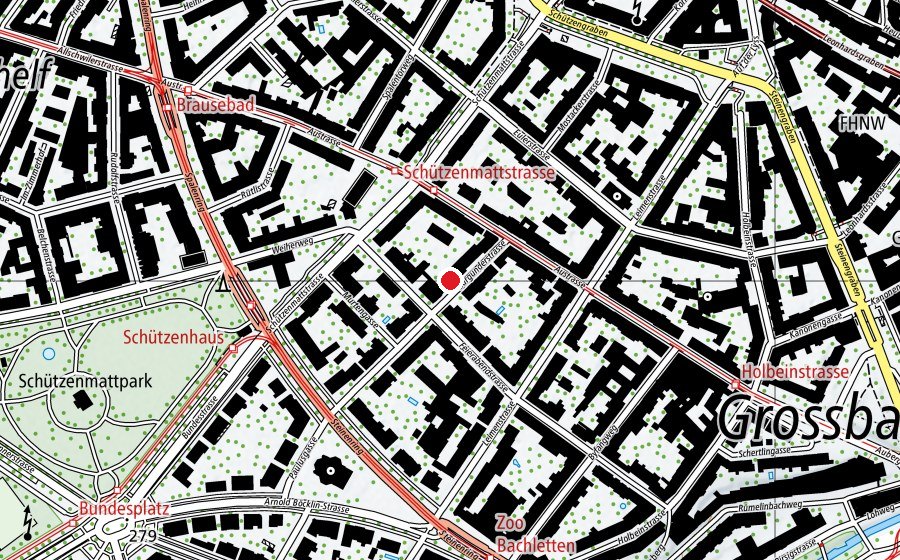 Map showing the location of Kinderhuus Zottelbär (Childcare)