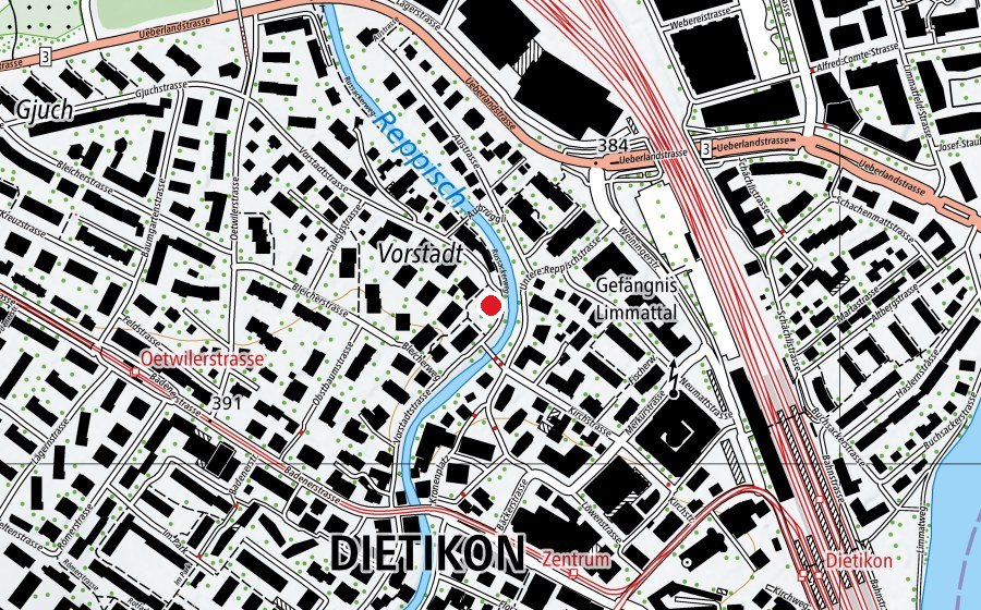 Map showing the location of Kinderkrippe 2 (Childcare)