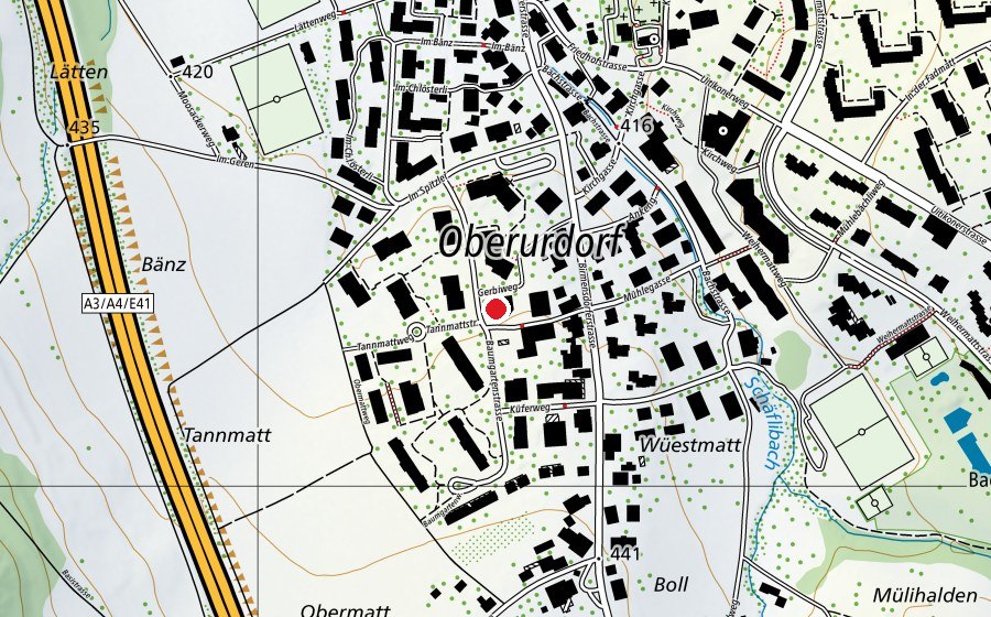 Map showing the location of Kinderkrippe Huetiberg (Childcare)