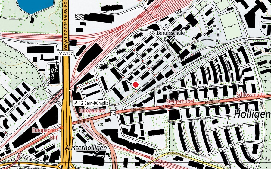 Map showing the location of Kita Ausserholligen (Childcare)