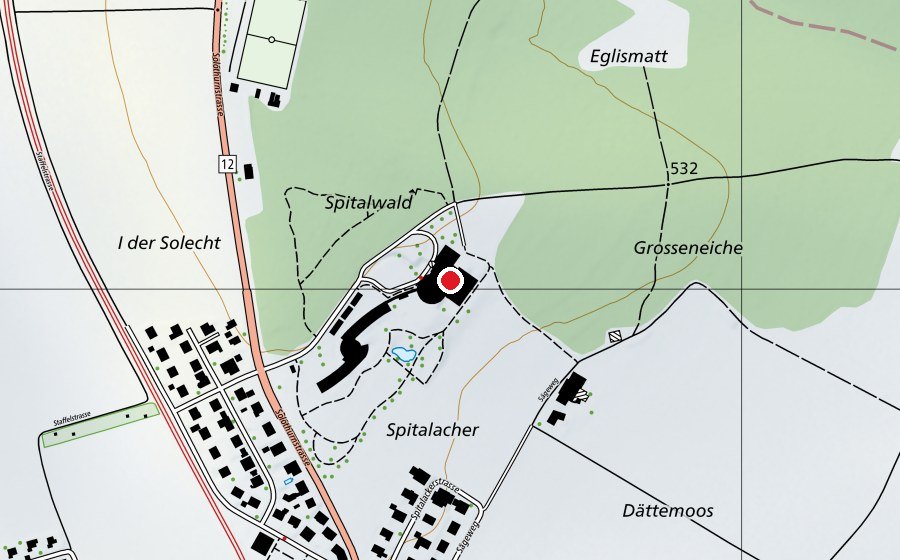 Map showing the location of Kita Karussell (Childcare)