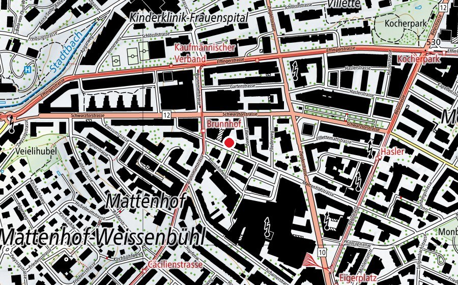 Carte indiquant l’emplacement de Kita Mattenhof (Crèche)
