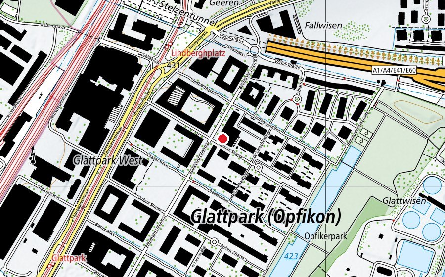 Map showing the location of Kita Pop e Poppa Bäretatze (Childcare)