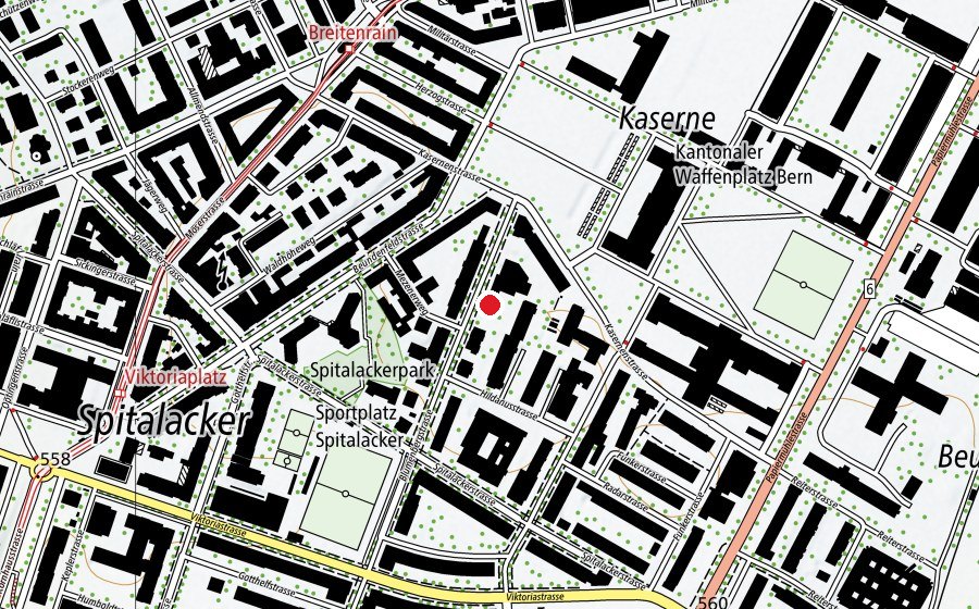 Map showing the location of Kita Spitalacker (Childcare)