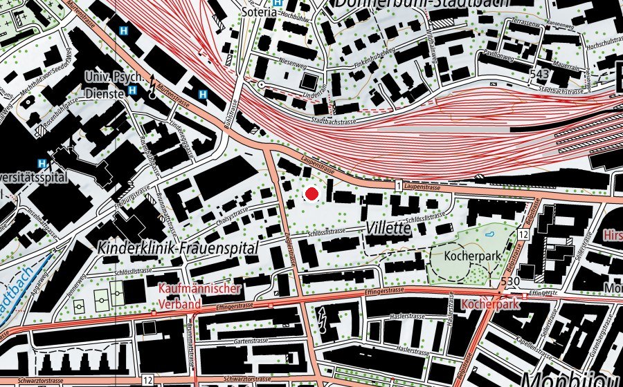 Map showing the location of Kita Sputnik (Childcare)