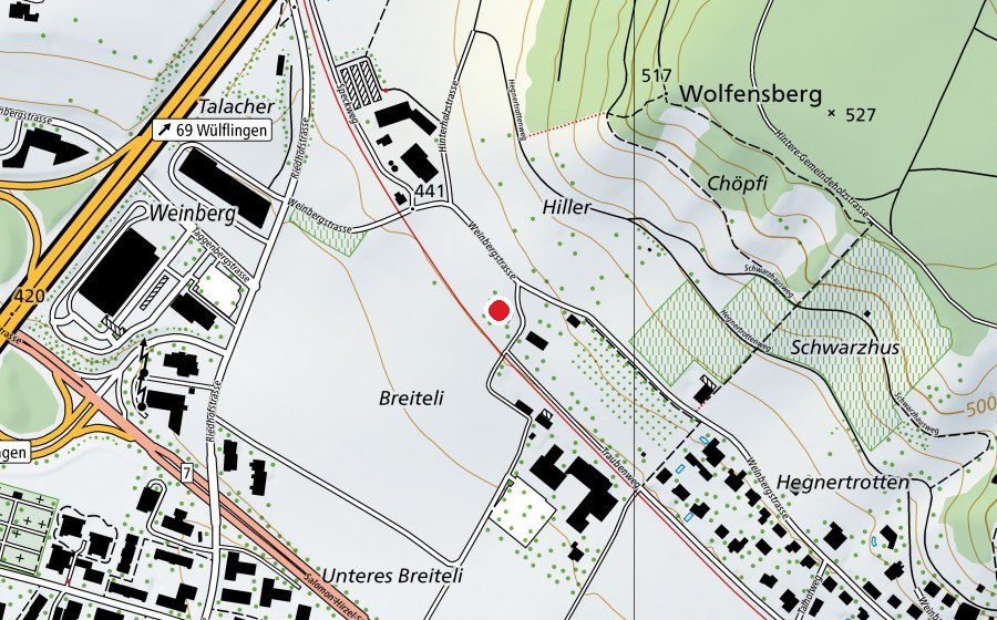 Map showing the location of Kita Strickhof (Childcare)