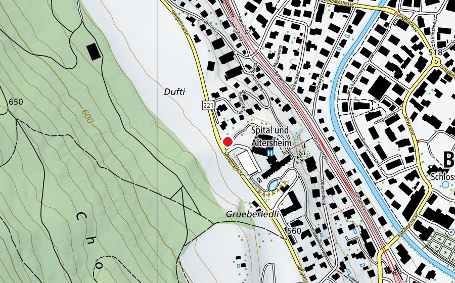 Carte indiquant l’emplacement de Kita Tubehüsli (Crèche)