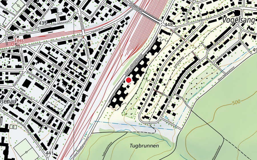Carte indiquant l’emplacement de Kita Vogelsang (Crèche)