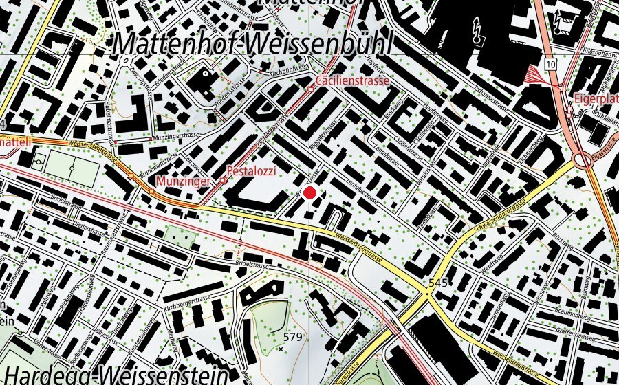 Map showing the location of Kita Weissenstein (Childcare)