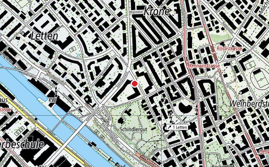 Mappa con la posizione di Krippe Schiguna Kronenwiese (Asilo nido)