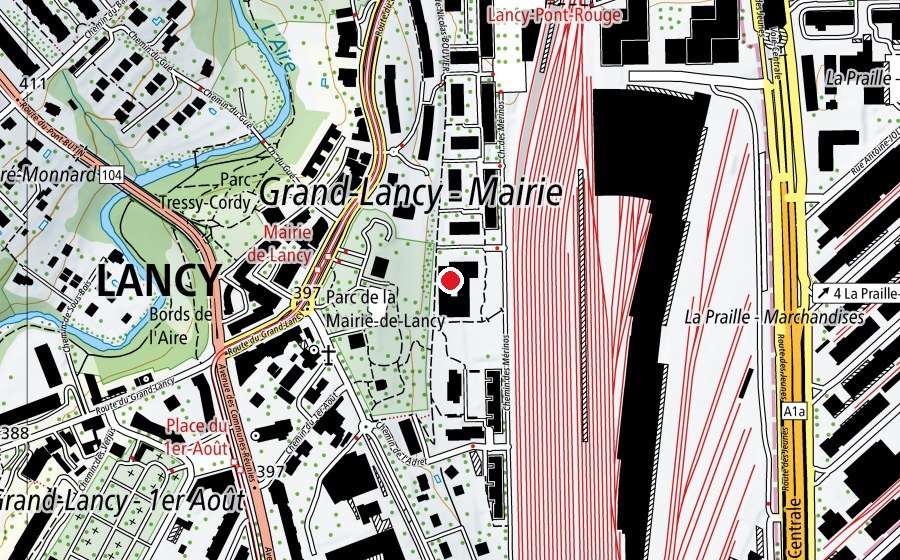 Carte indiquant l’emplacement de Maison de quartier Pont-Rouge (Crèche)