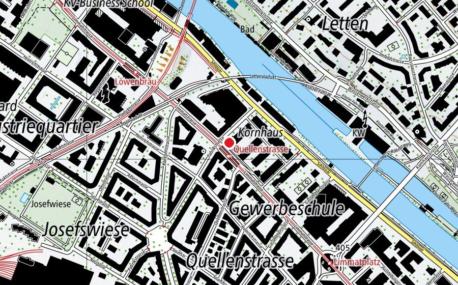 Karte mit dem Standort von Mittag-/Abendhort Fabrikstrasse (Kindertagesstätte)