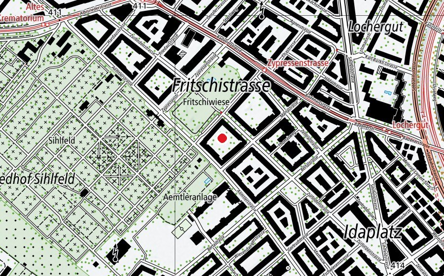 Carte indiquant l’emplacement de Mittag-/Abendhort Fritschi (Crèche)