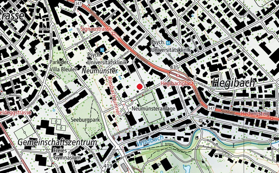 Mappa con la posizione di Neumünster-Pavillon Morgen-/Mittag-/Abendhort (Asilo nido)