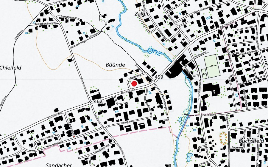 Carte indiquant l’emplacement de oenzer-schiffli (Crèche)