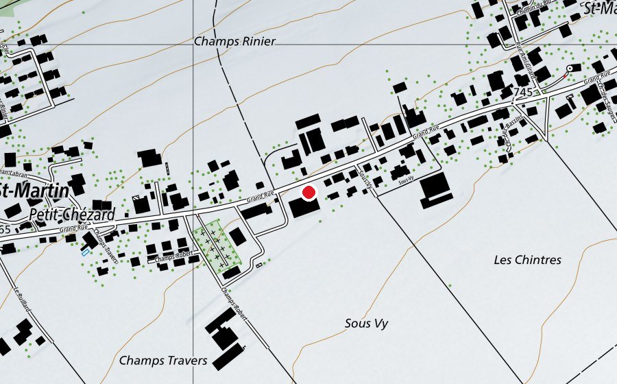 Carte indiquant l’emplacement de Passion & Chocolat (Crèche)