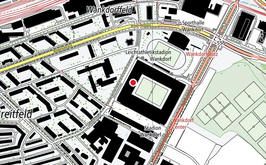 Carte indiquant l’emplacement de Spieldörfli (Crèche)