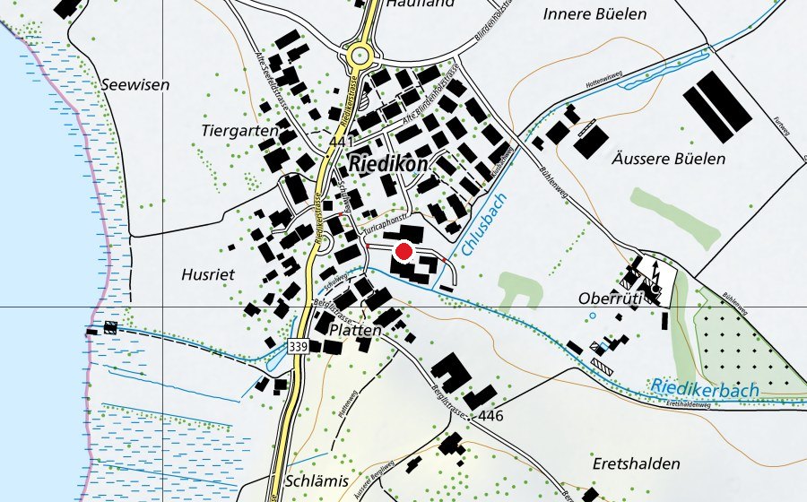 Carte indiquant l’emplacement de Spielgruppe kidin.ch (Crèche)