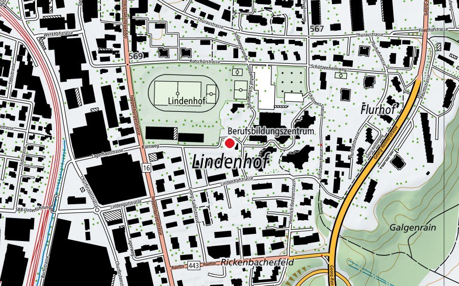 Mappa con la posizione di Spielgruppe Lindenhof (Asilo nido)