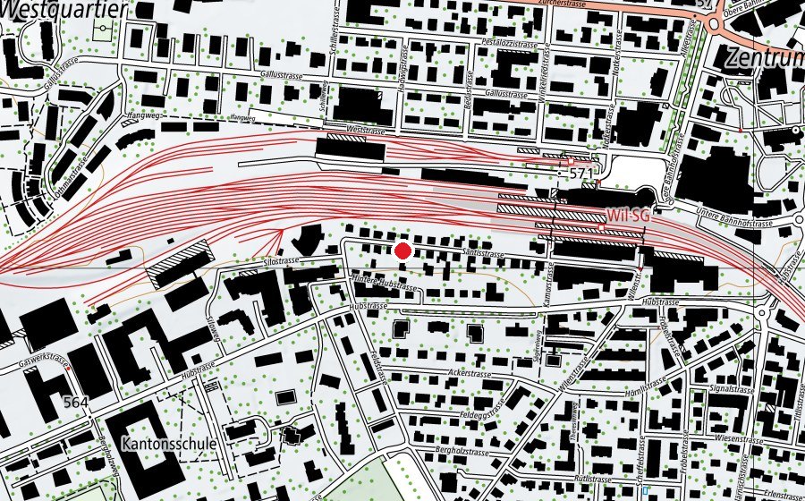 Map showing the location of Spielgruppe Zwergestübli (Childcare)