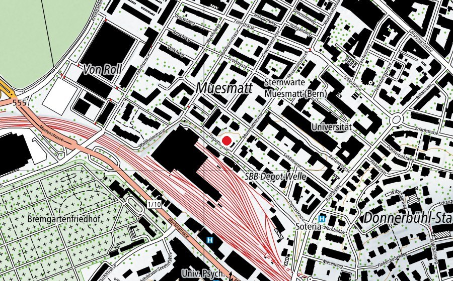 Map showing the location of Tagesschule Depotstrasse (Childcare)