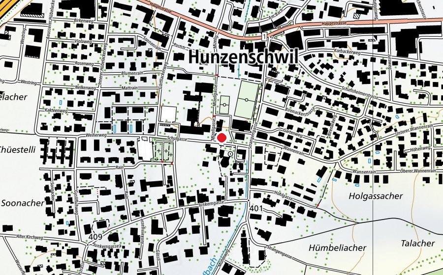 Karte mit dem Standort von Tagesstrukturen Hunzenschwil (Kindertagesstätte)
