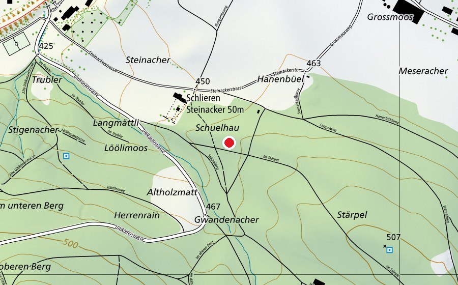 Mappa con la posizione di Waldspielgruppe Schlieren "Schnäggähüsli" (Asilo nido)
