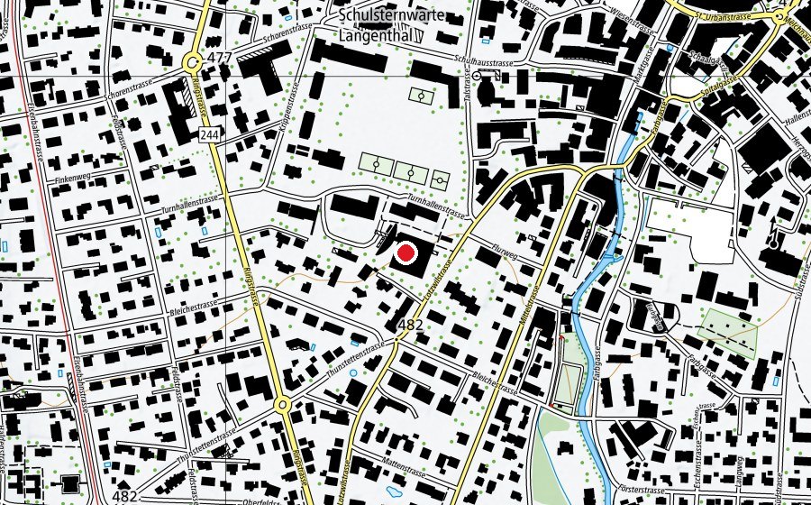 Carte indiquant l’emplacement de 3-fach Turnhalle Kreuzfeld (École)