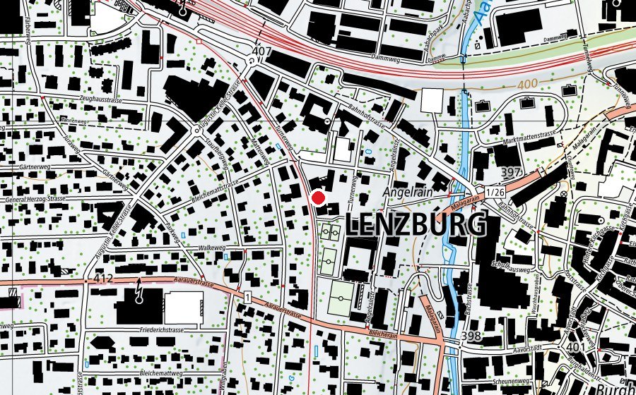 Carte indiquant l’emplacement de Aargauische Sprachheilschule Lenzburg (École)