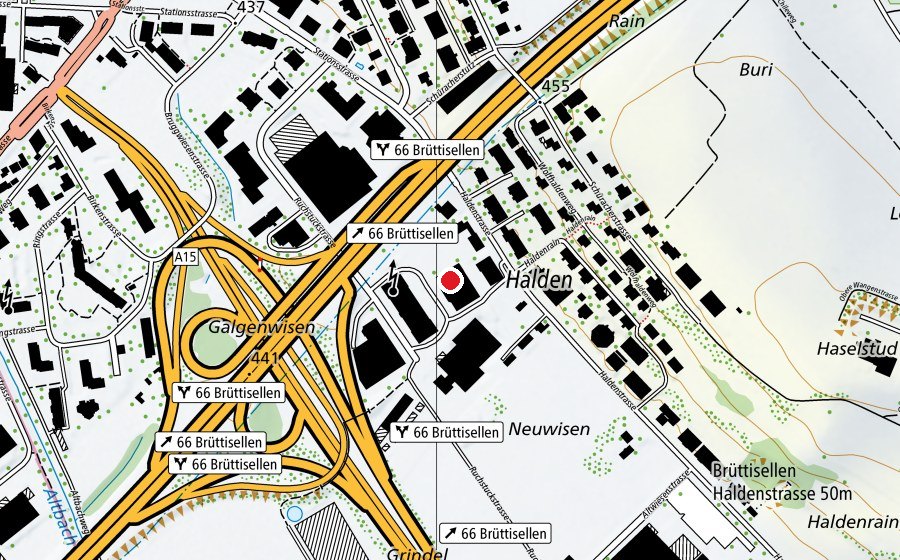 Map showing the location of abbico Schule (School)