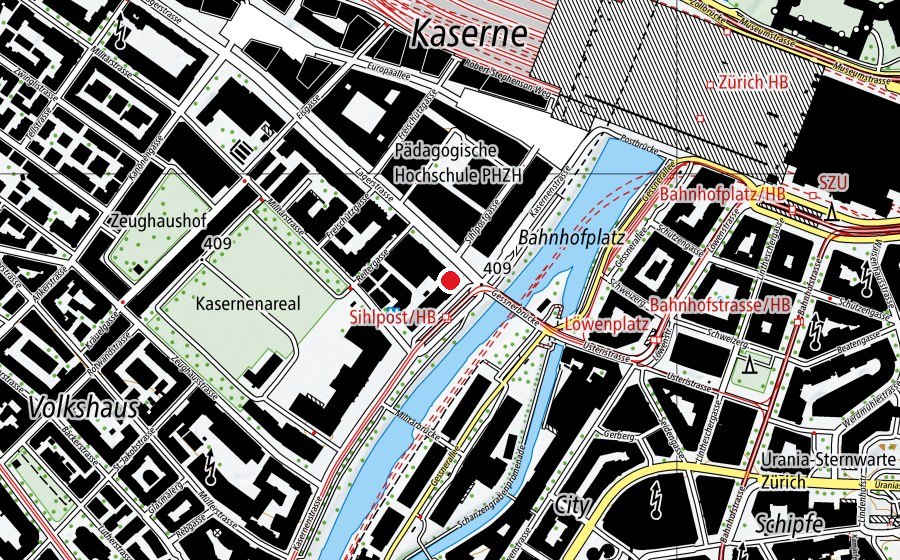 Karte mit dem Standort von Academia International School Zürich (Schule)