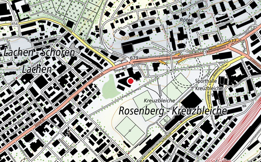 Carte indiquant l’emplacement de Akademie St. Gallen (École)