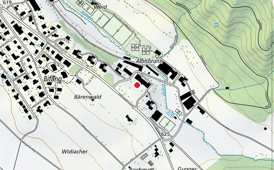 Carte indiquant l’emplacement de Albisbrunn (École)