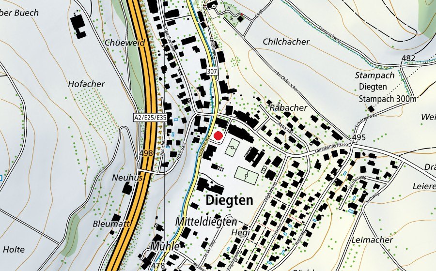 Carte indiquant l’emplacement de altes Schulhaus (École)