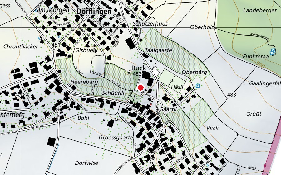 Carte indiquant l’emplacement de Altes Schulhaus (École)
