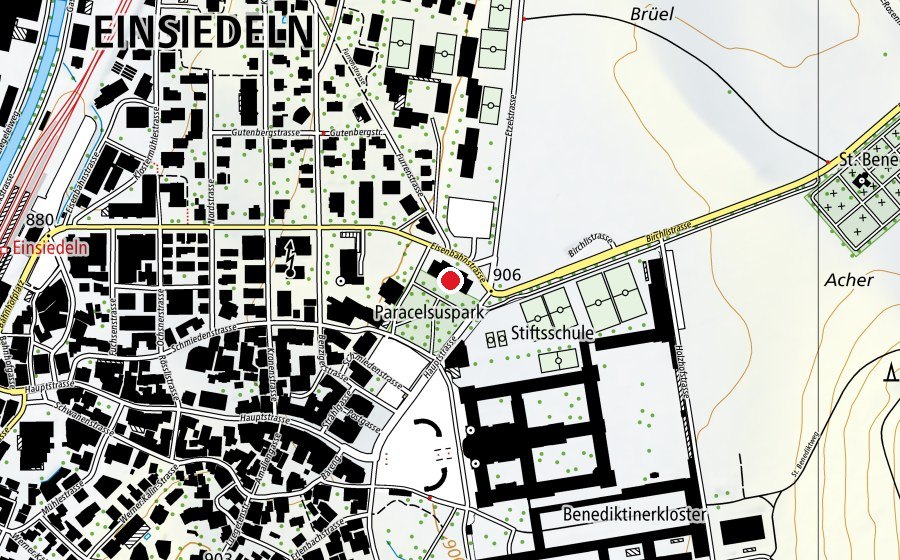 Carte indiquant l’emplacement de Altes Schulhaus (École)