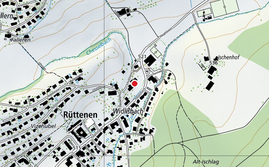 Map showing the location of Altes Schulhaus Rüttenen (School)