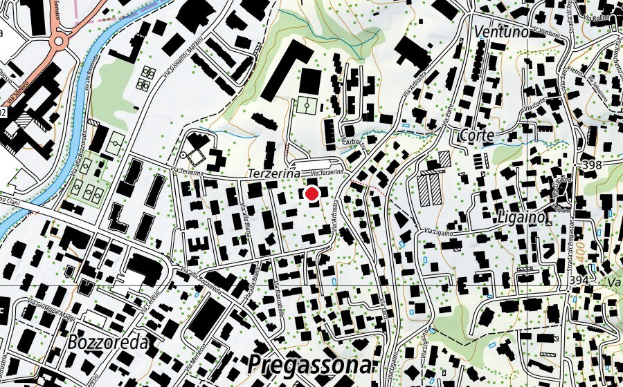 Map showing the location of Asilo Pregassona (School)