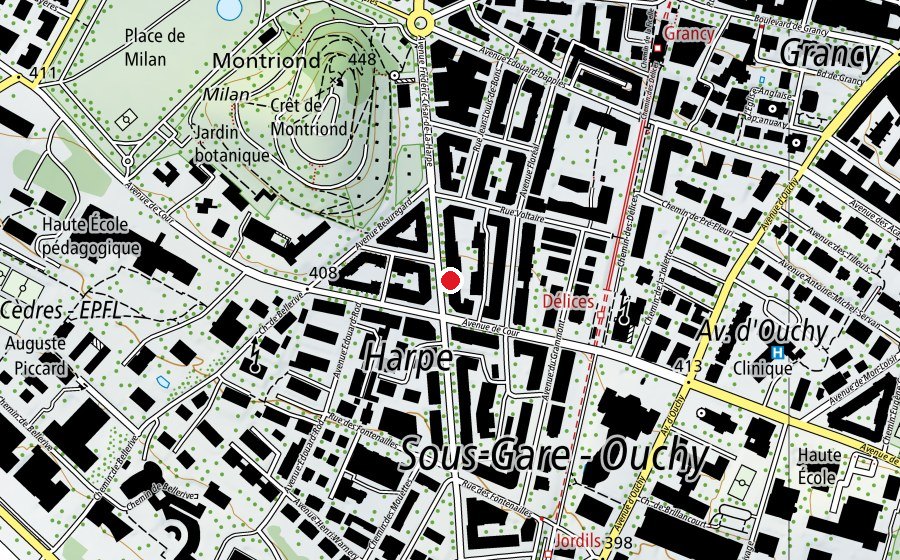 Mappa con la posizione di Atelier céramique de la harpe - École de potterie (Scuola)