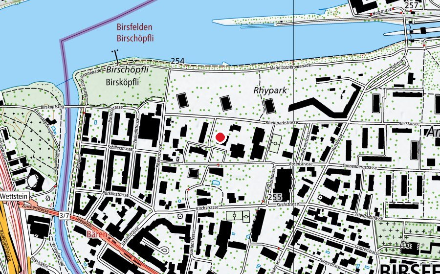 Carte indiquant l’emplacement de Aula Rheinpark (École)