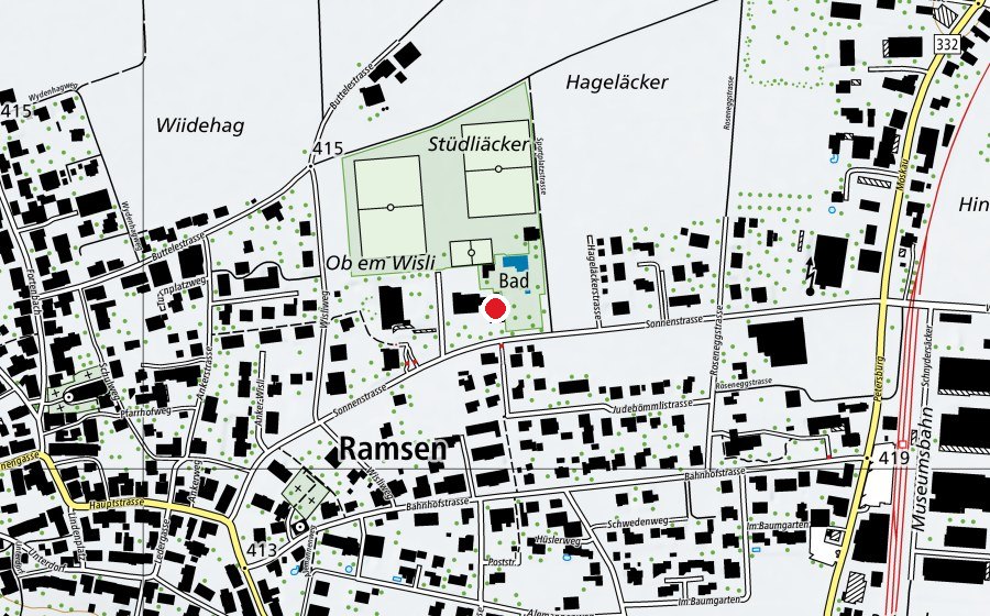 Map showing the location of Aula Schulhaus (School)