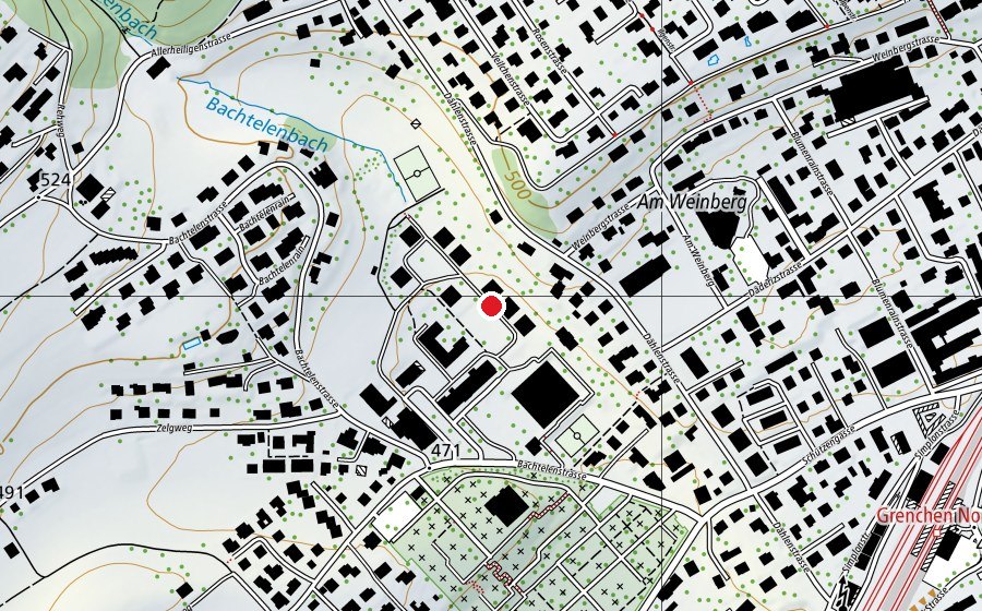 Carte indiquant l’emplacement de Bachtelen (École)