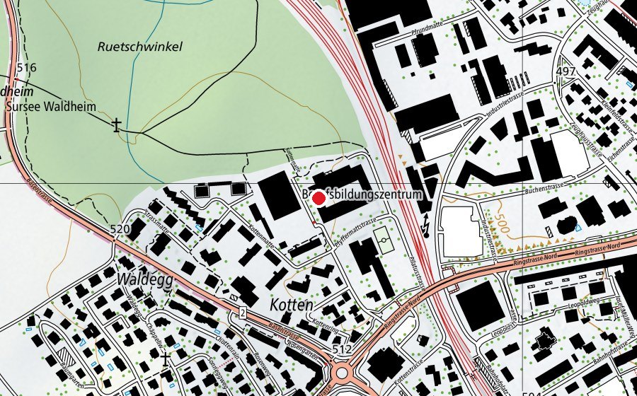 Mappa con la posizione di BBZW Sursee (Scuola)